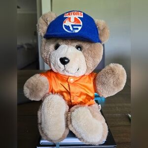 Vintage Gator Teddy Bear plush stuffed animal vintage orange jacket